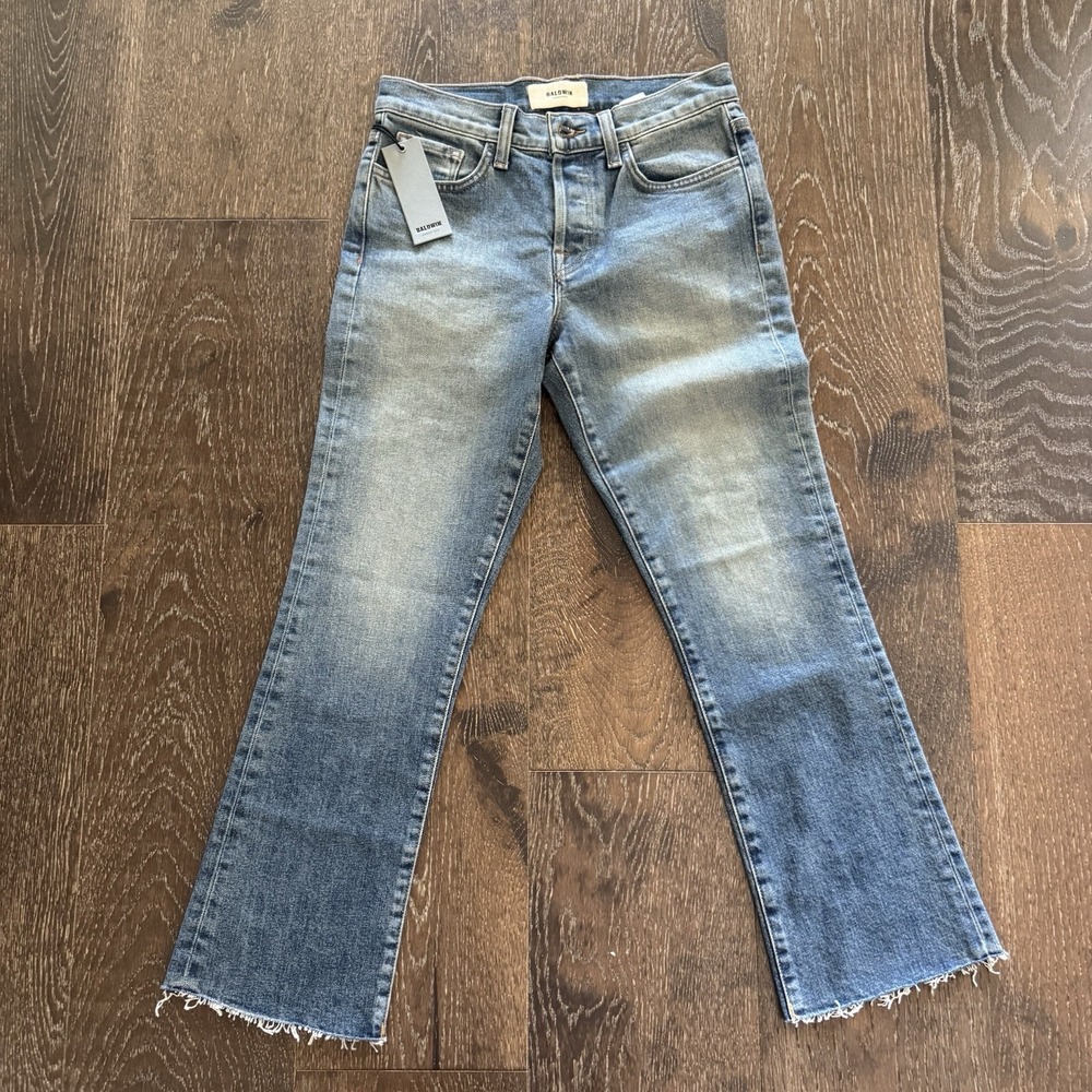 Baldwin Kansas City Women's Jeans Button Maxwell Traction Crop Flare Sz 24 NWT